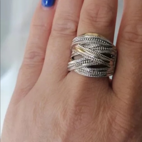 New Unisex 925 Silver 2 Tone Diamond Ring 💍 - Picture 3 of 3